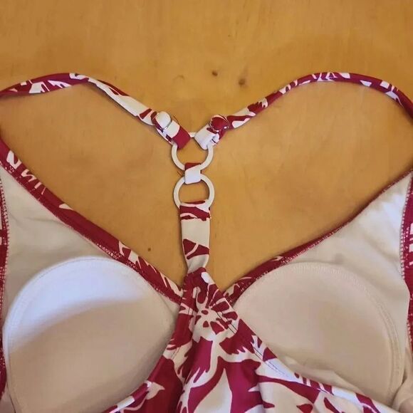 Kona sol pink and white tropical one piece swimsuit size S - Picture 3 of 3